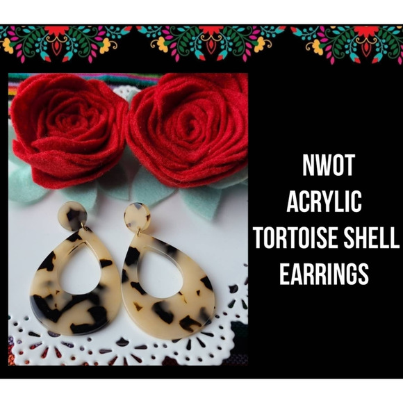 NWOT | ACRYLIC TORTOISE SHELL EARRINGS - Picture 1 of 6